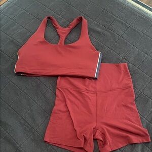 Red Sports Bra and Shorts Set